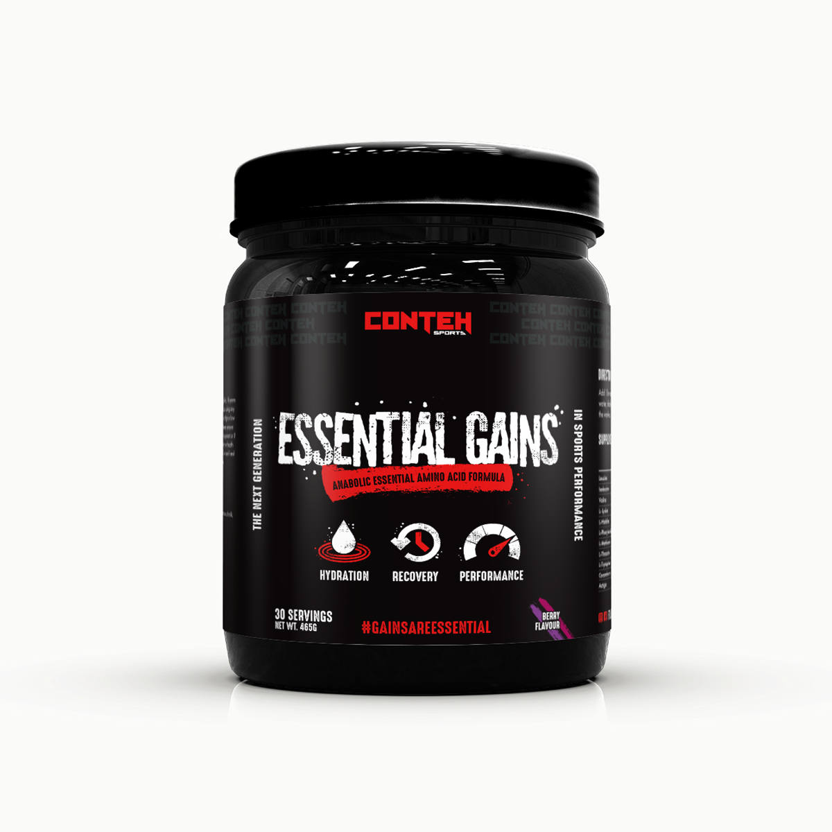 Conteh Sports Essential Gains 465g - Berry product packaging
