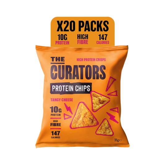 The Curators Protein Chips 20x35g Tangy Cheese packshot
