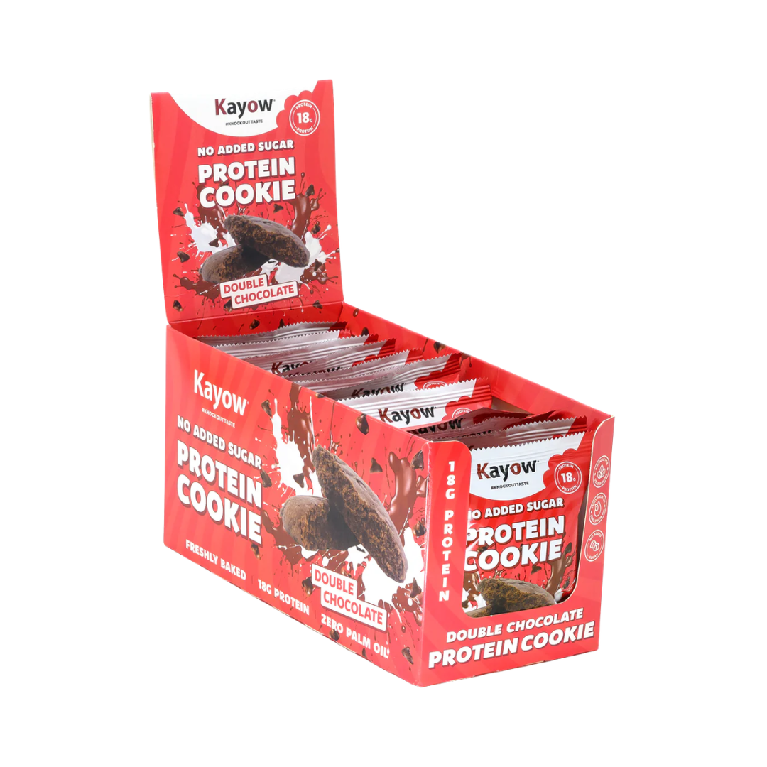 Kayow Nutrition No Added Sugar Protein Cookies 12x60g Double Chocolate packshot