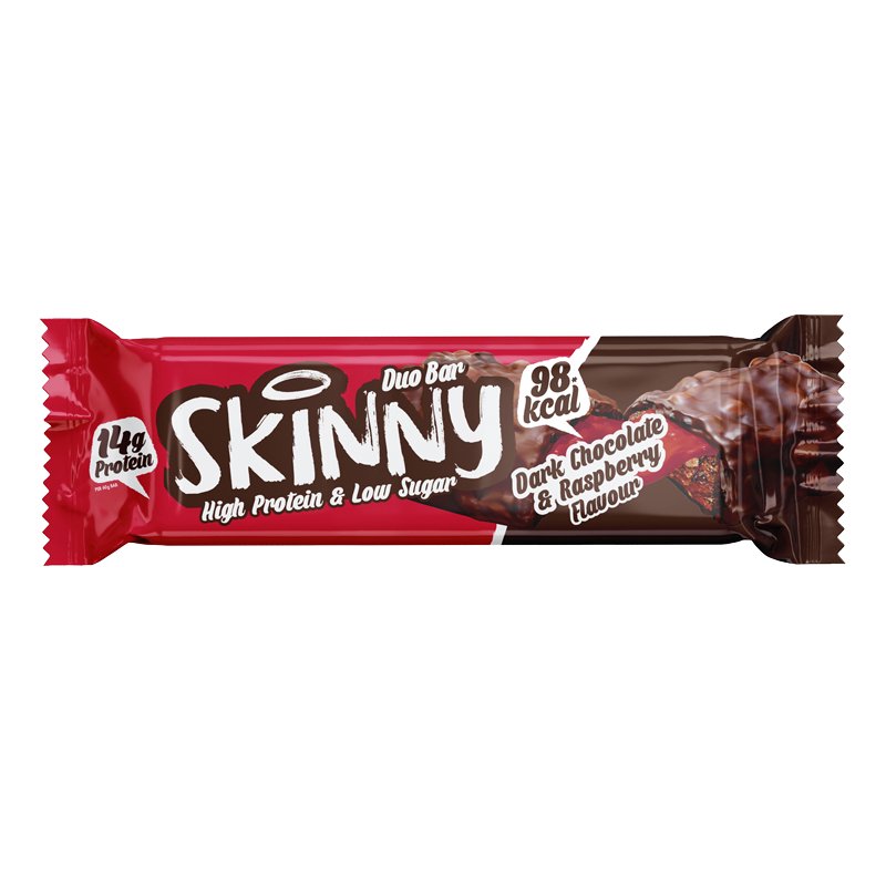 The Skinny Food Co Duo Low Sugar High Protein Bar 12 x 60g - Dark Chocolate Raspberry