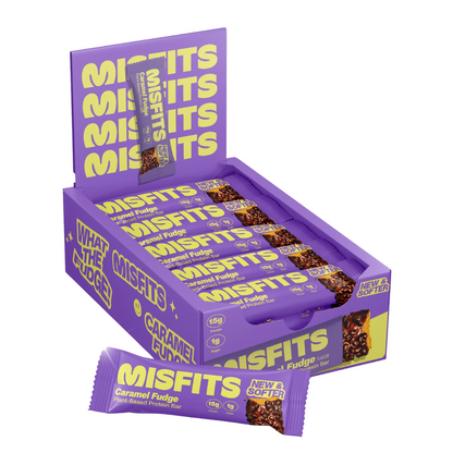 Misfits Plant-Based Protein Bar 15x50g Caramel Fudge packshot