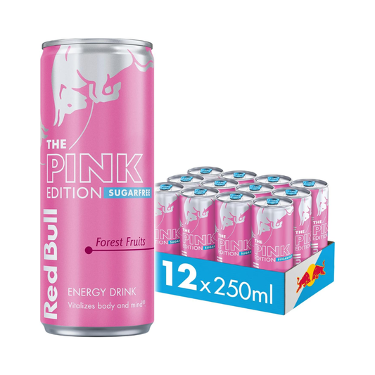 Red Bull Sugar Free Pink 12x250ml Forest Fruits packshot