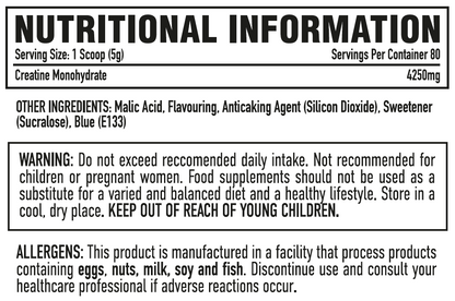 Per4m Creatine 400g — Fizzy Bubblegum Bottles — nutrition information