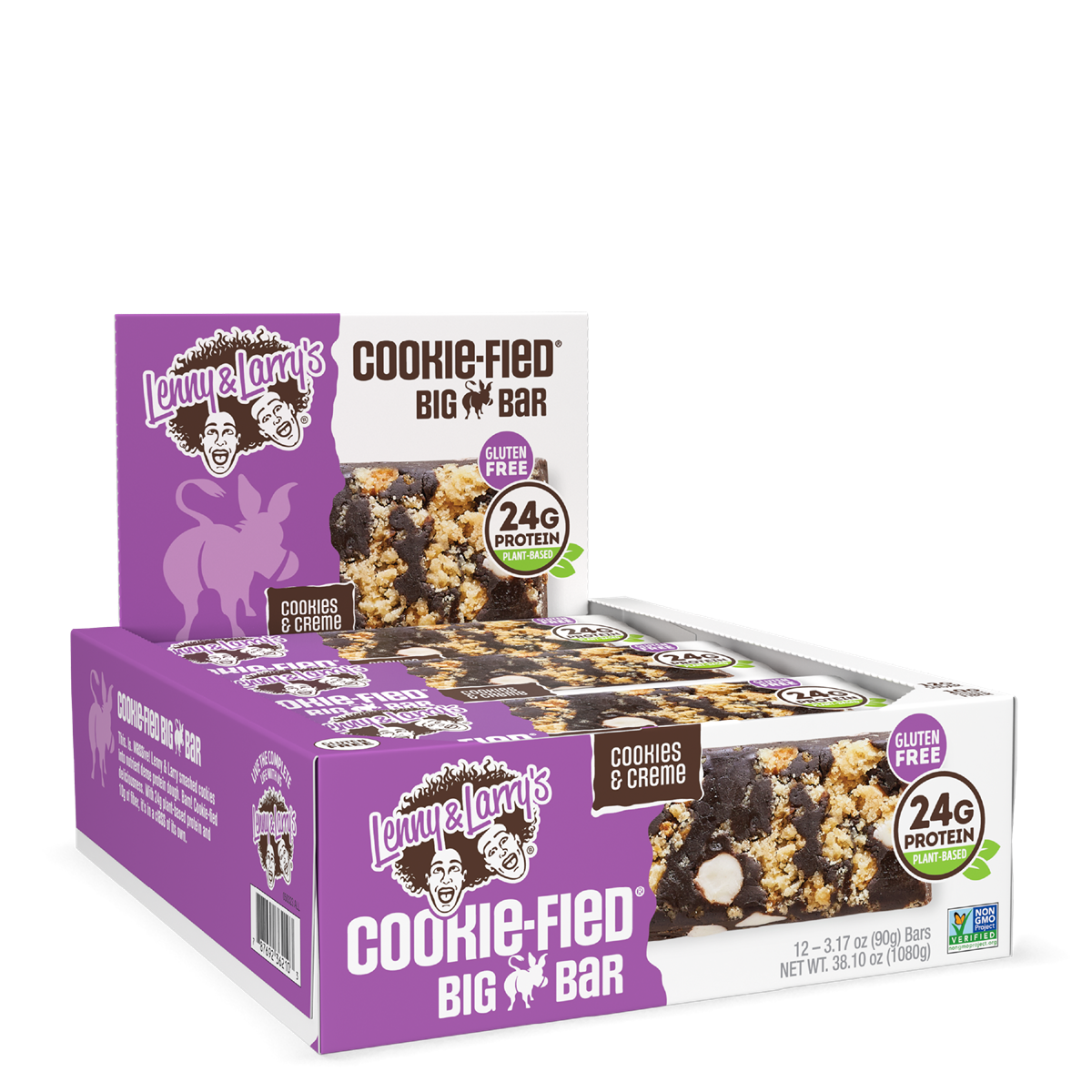 Lenny & Larry's The Complete Cookie-fied Big Bar 12x90g - Cookies & Cream product packaging