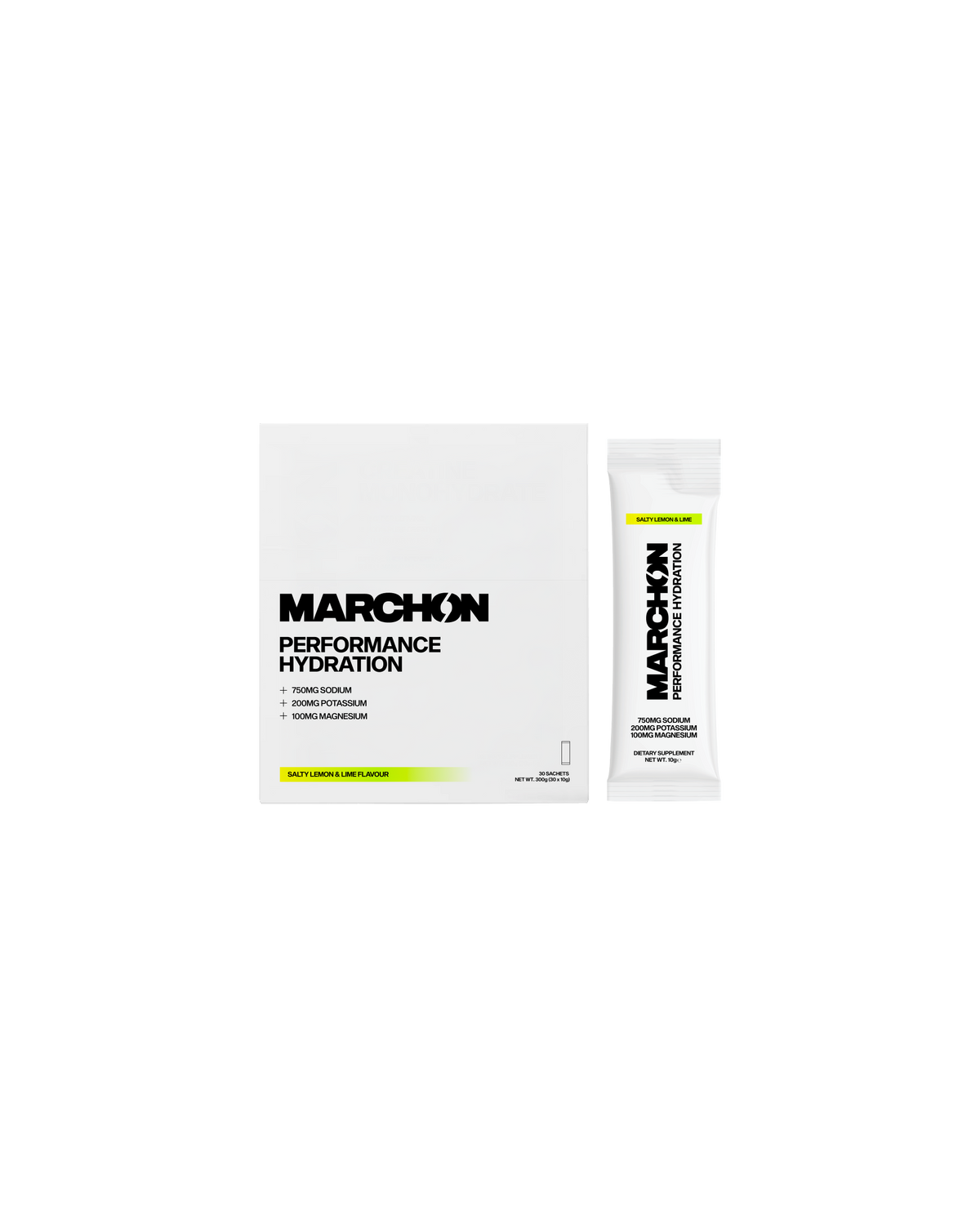 Marchon Supplements Performance Hydration Electrolyte Powder Sachets 30x10g Salty Lemon & Lime packshot