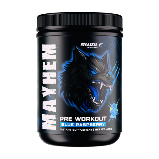 SWOLE Lifestyle MAYHEM Pre Workout 450g Blue Raspberry packshot