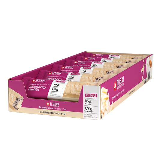 MaxiNutrition Creamy Core Protein Bar 12x45g - Blueberry Muffin product packaging