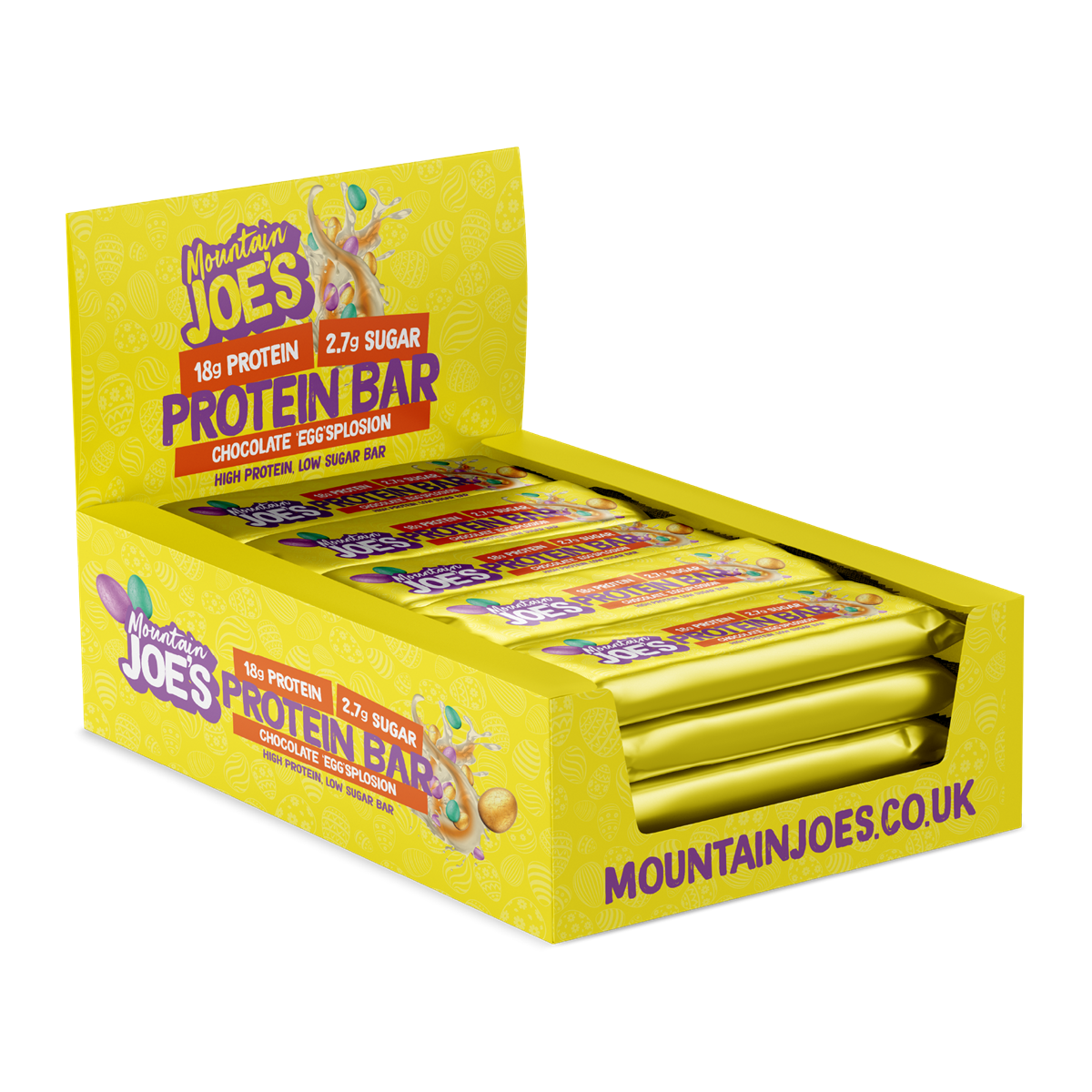 Mountain Joe's Protein Bar 12x55g - Chocolate Eggsplosion product packaging