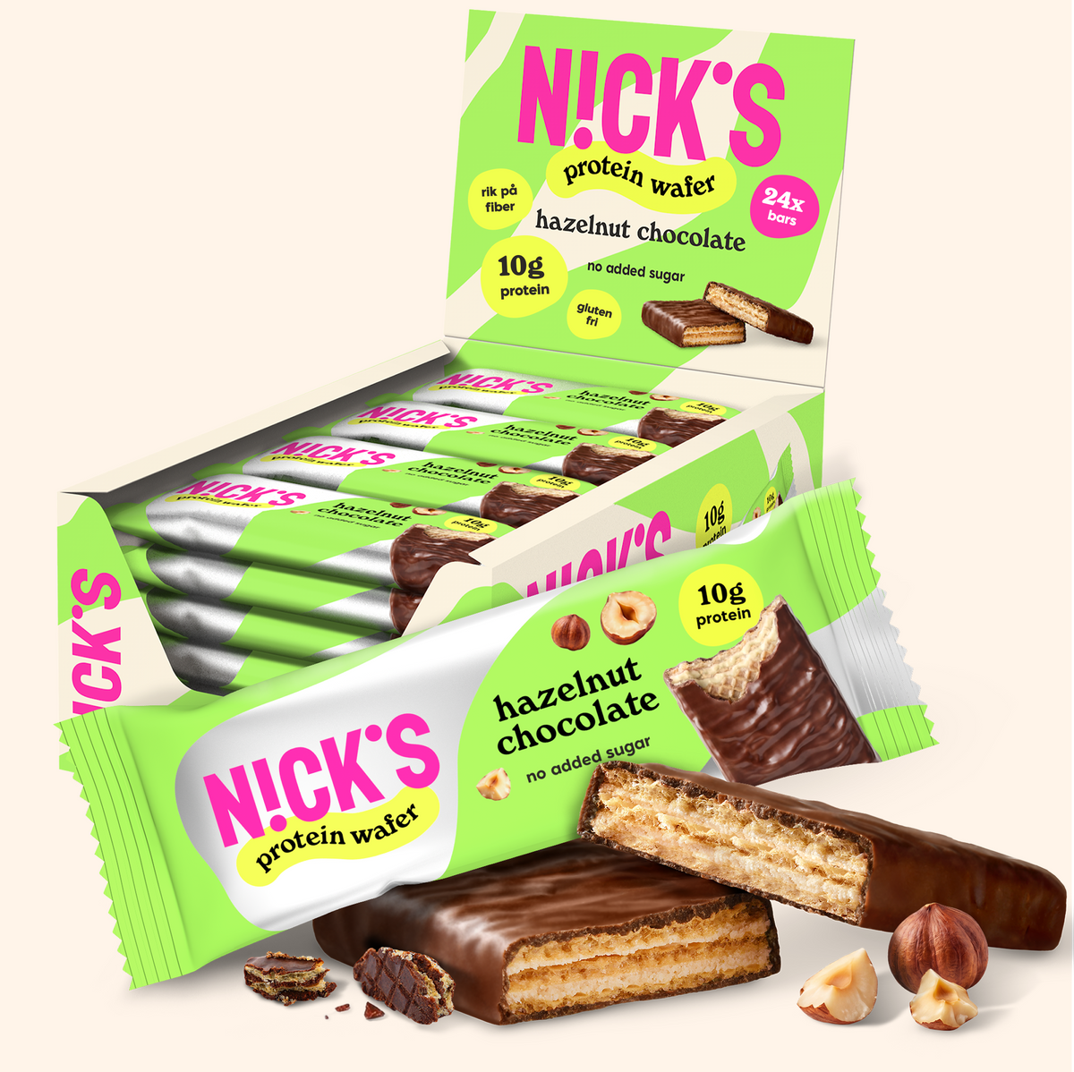 NICK'S Protein Wafer 24x40g - Hazelnut product packaging