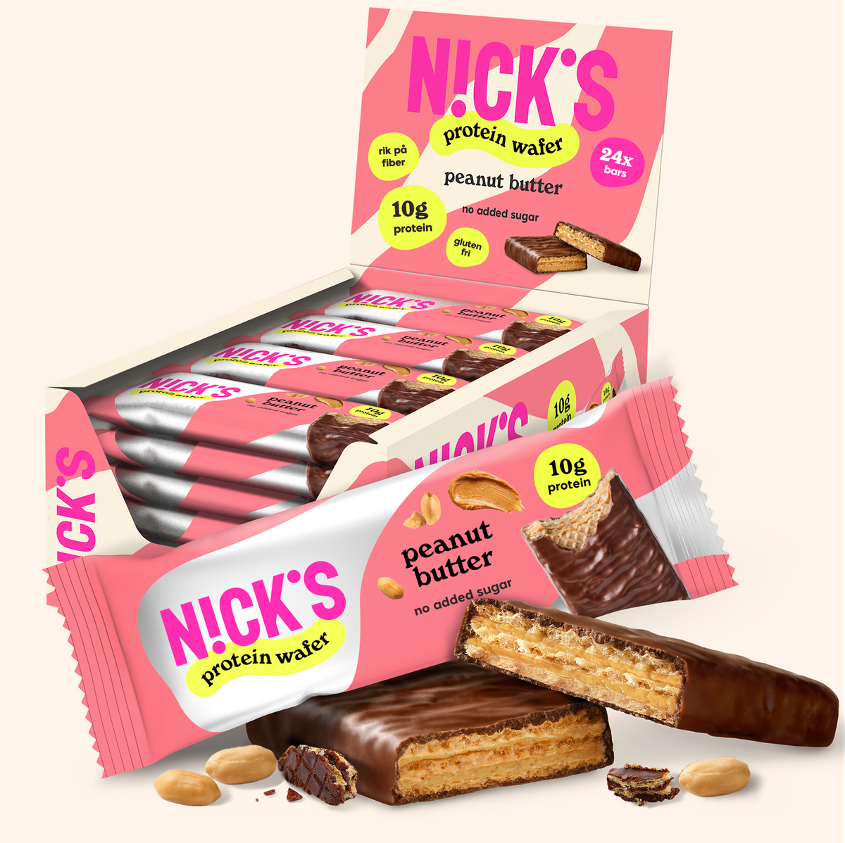 NICK'S Protein Wafer 24x40g - Peanut Butter product packaging