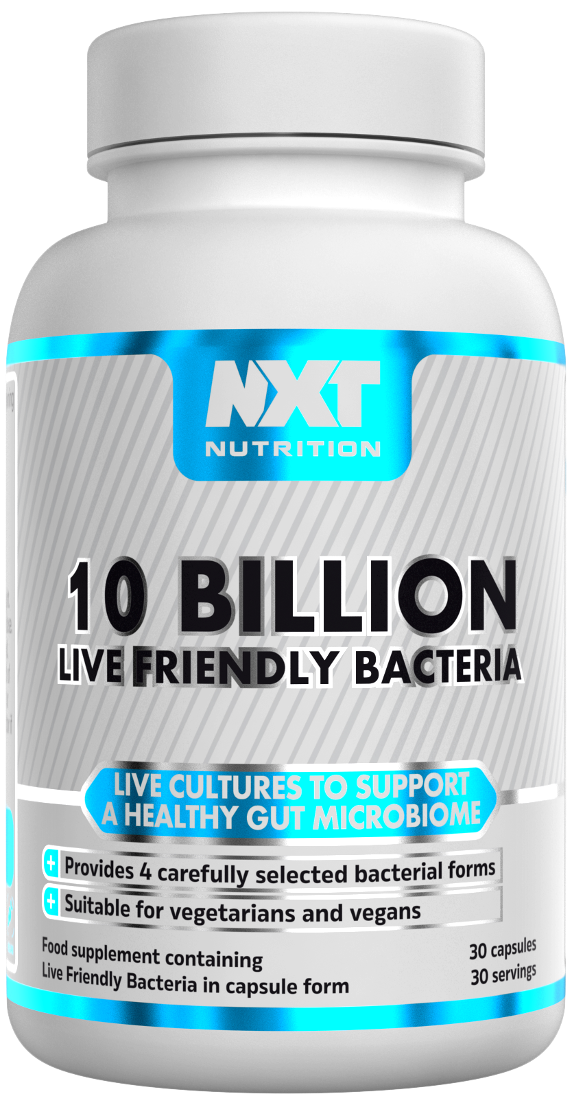 NXT Nutrition 10 Billion Live Friendly Bacteria 30 Caps packshot