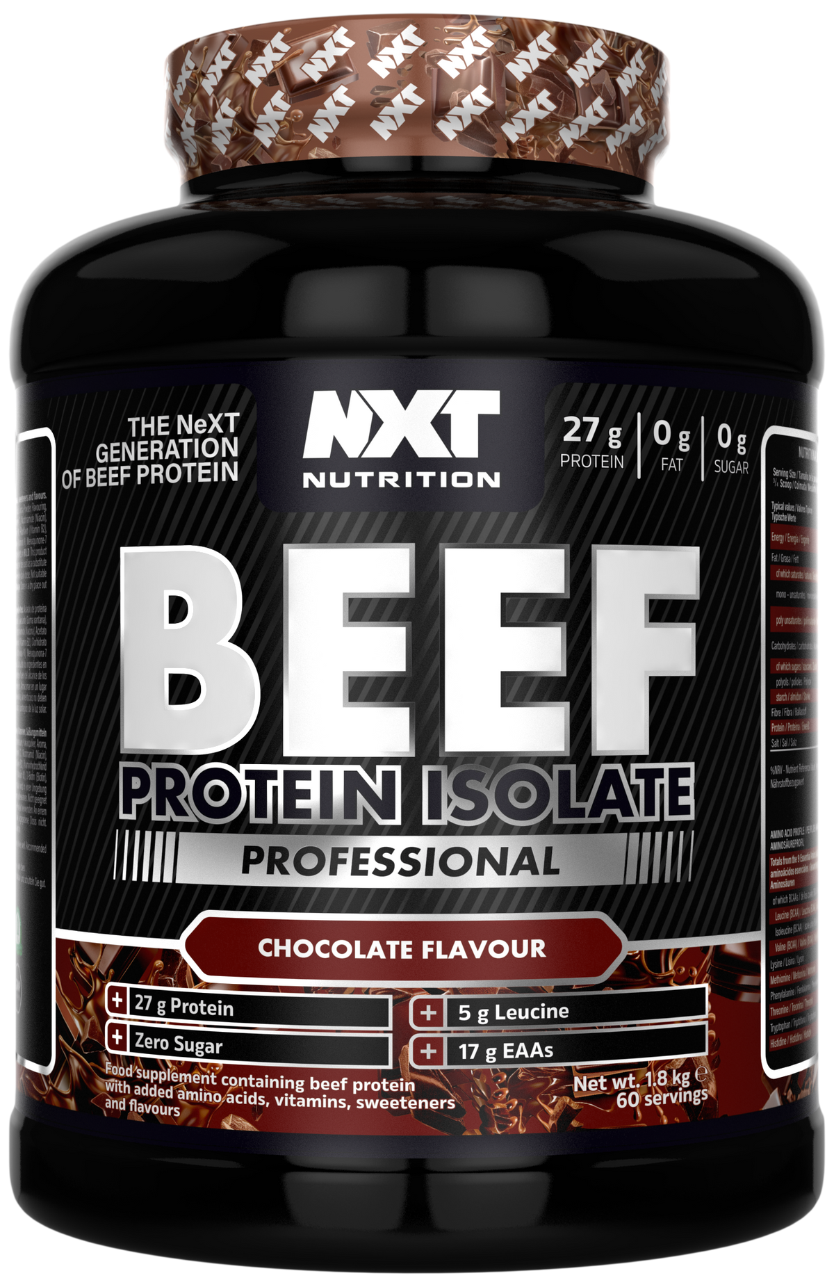 NXT Nutrition Beef Protein Isolate Professional 1.8kg Chocolate packshot