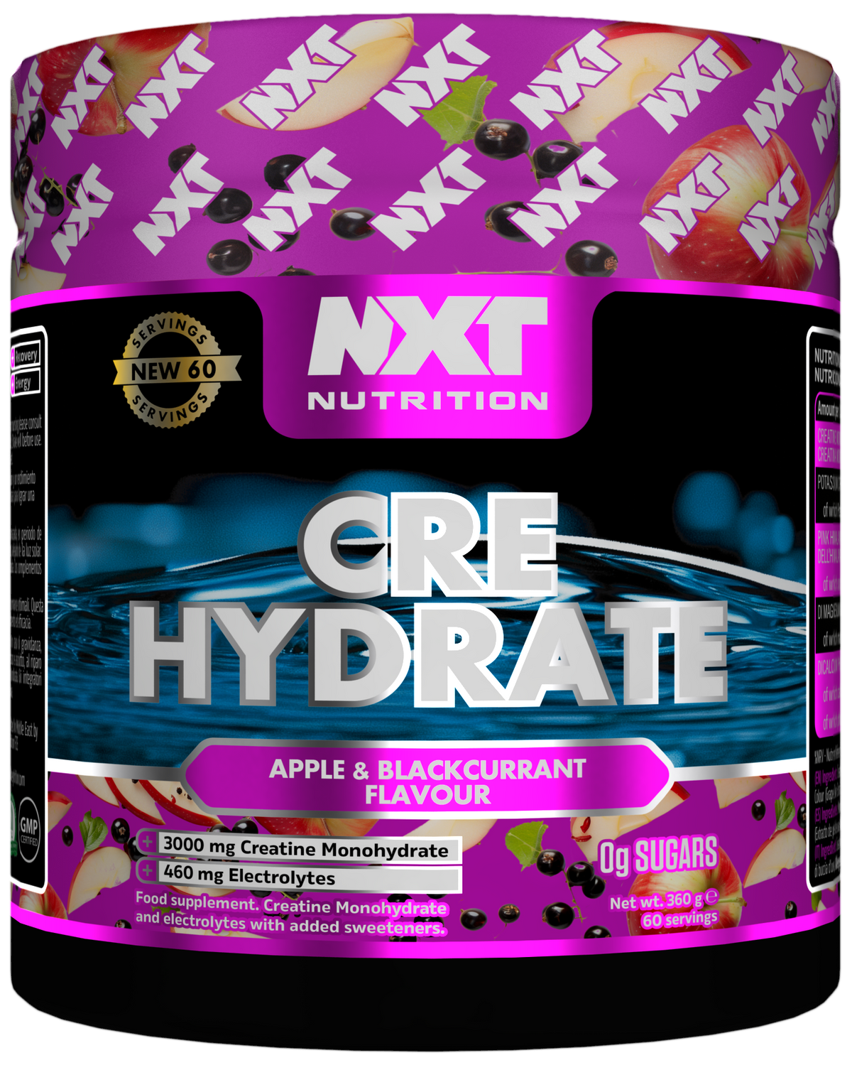 NXT Nutrition CRE Hydrate 360g Apple & Blackcurrant packshot