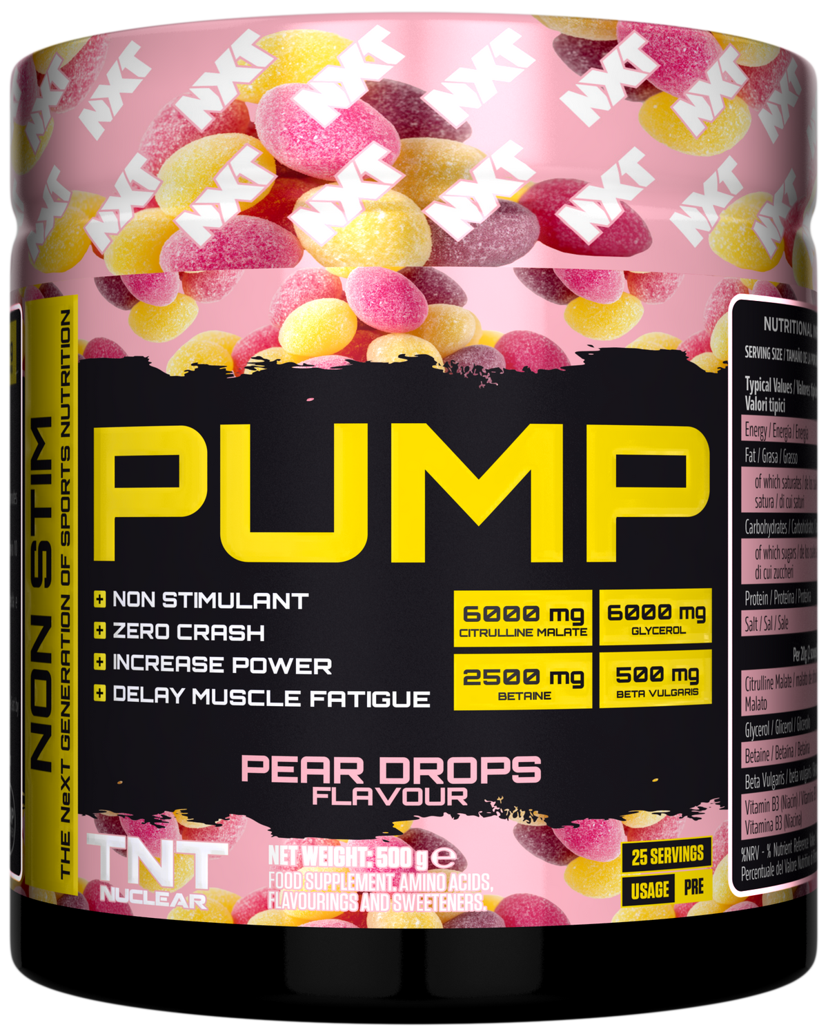 NXT Nutrition TNT Nuclear PUMP (Stim-Free) 500g Pear Drops packshot
