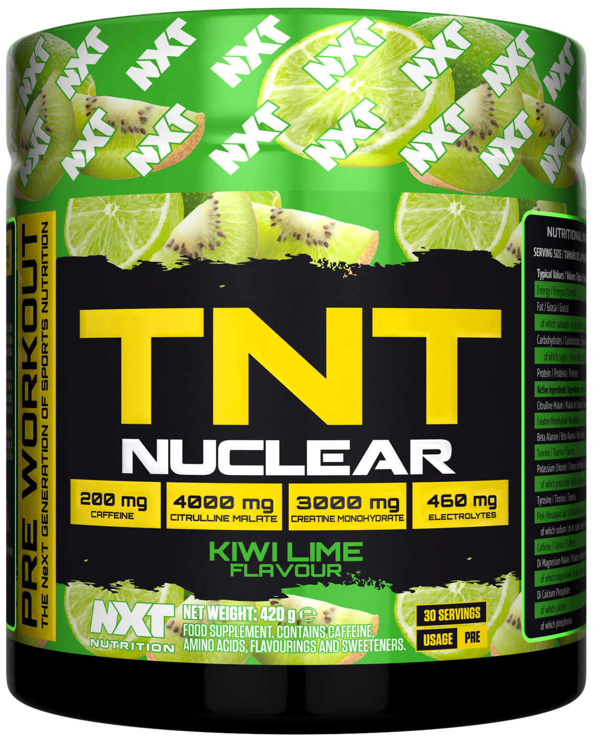 NXT Nutrition TNT Nuclear 420g Kiwi Lime Twist packshot