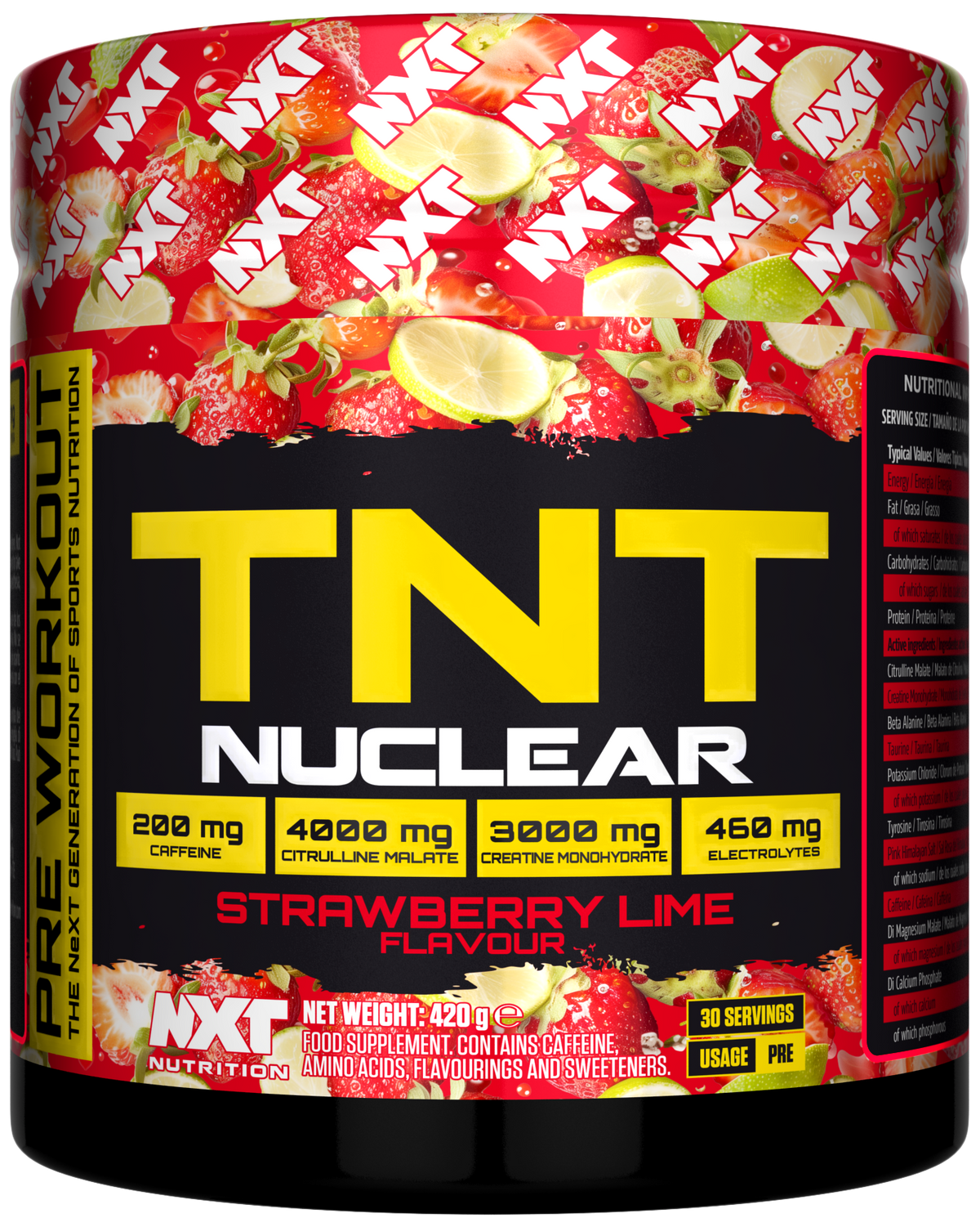 NXT Nutrition TNT Nuclear 420g Strawberry Lime Crush packshot
