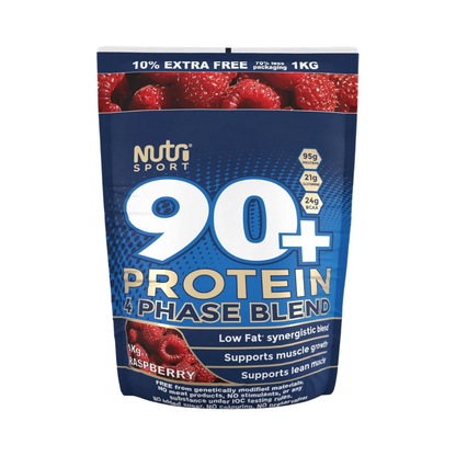 NutriSport 90+ Protein 4 Phase Blend 1Kg - Raspberry product packaging