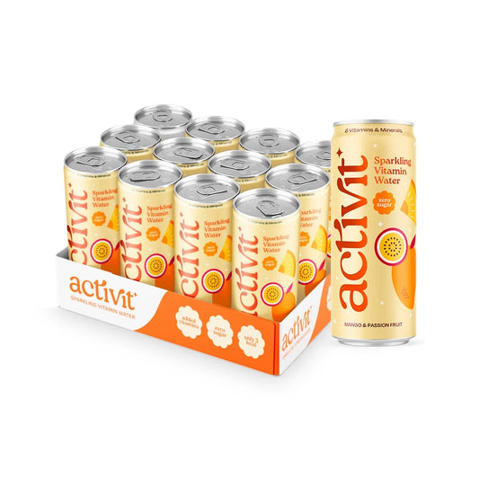 Activit Sparkling Vitamin Water 12x330ml - Mango & Passionfruit
