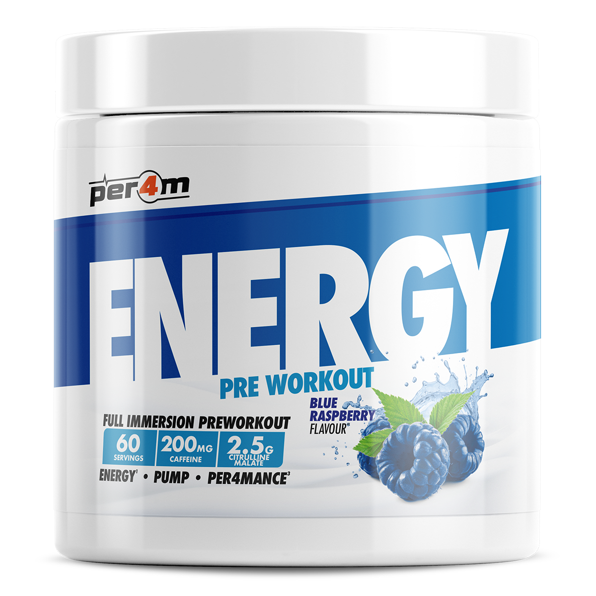 Per4m Energy Pre Workout 390g Blue Raspberry