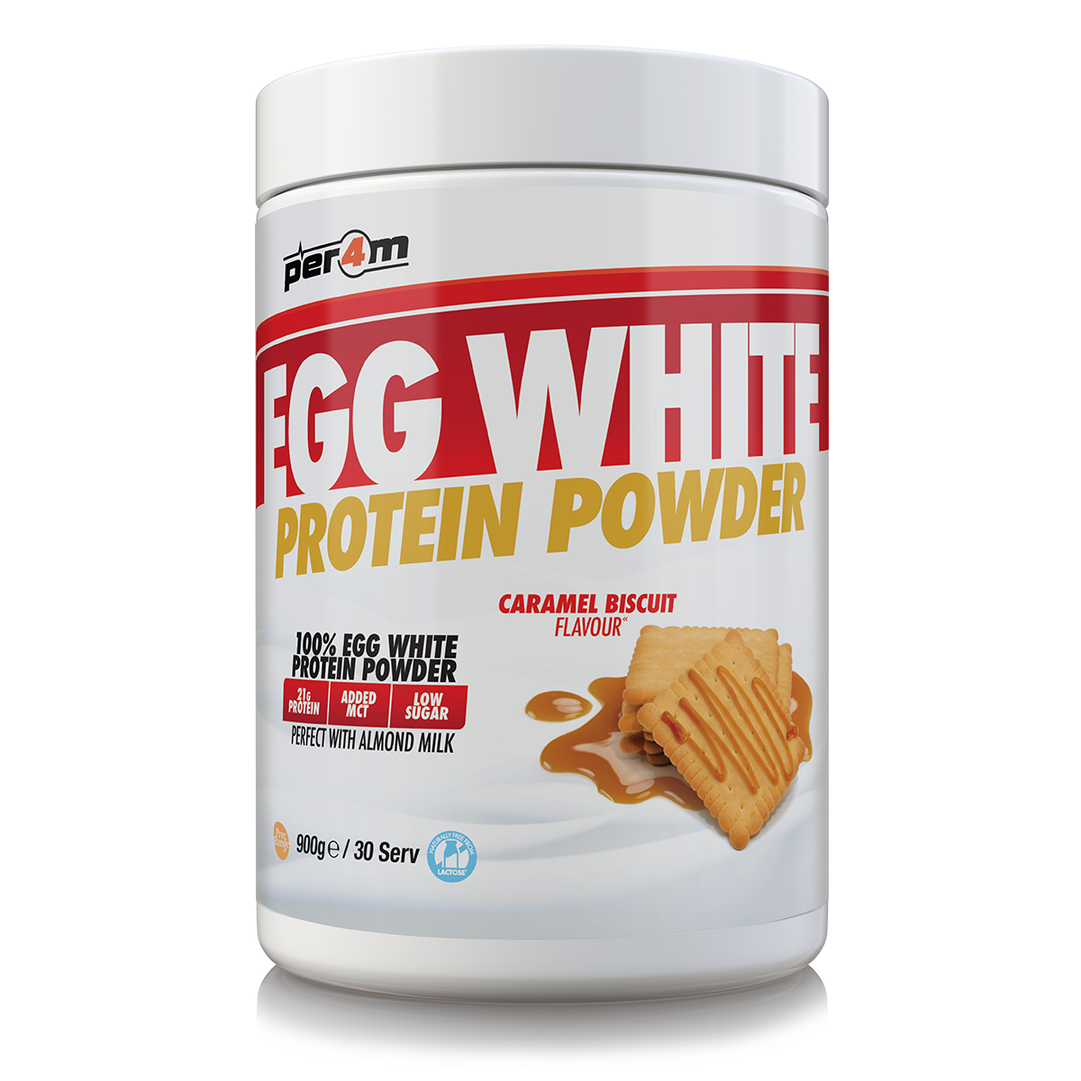 Per4m Egg Protein 900g Caramel Biscuit packshot