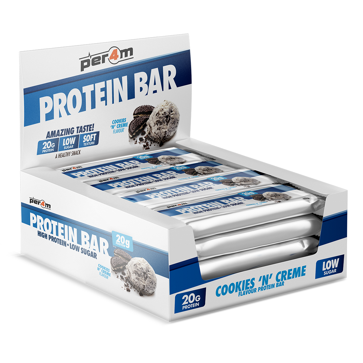 Per4m Protein Bar Cookies N Creme 12x62g packshot
