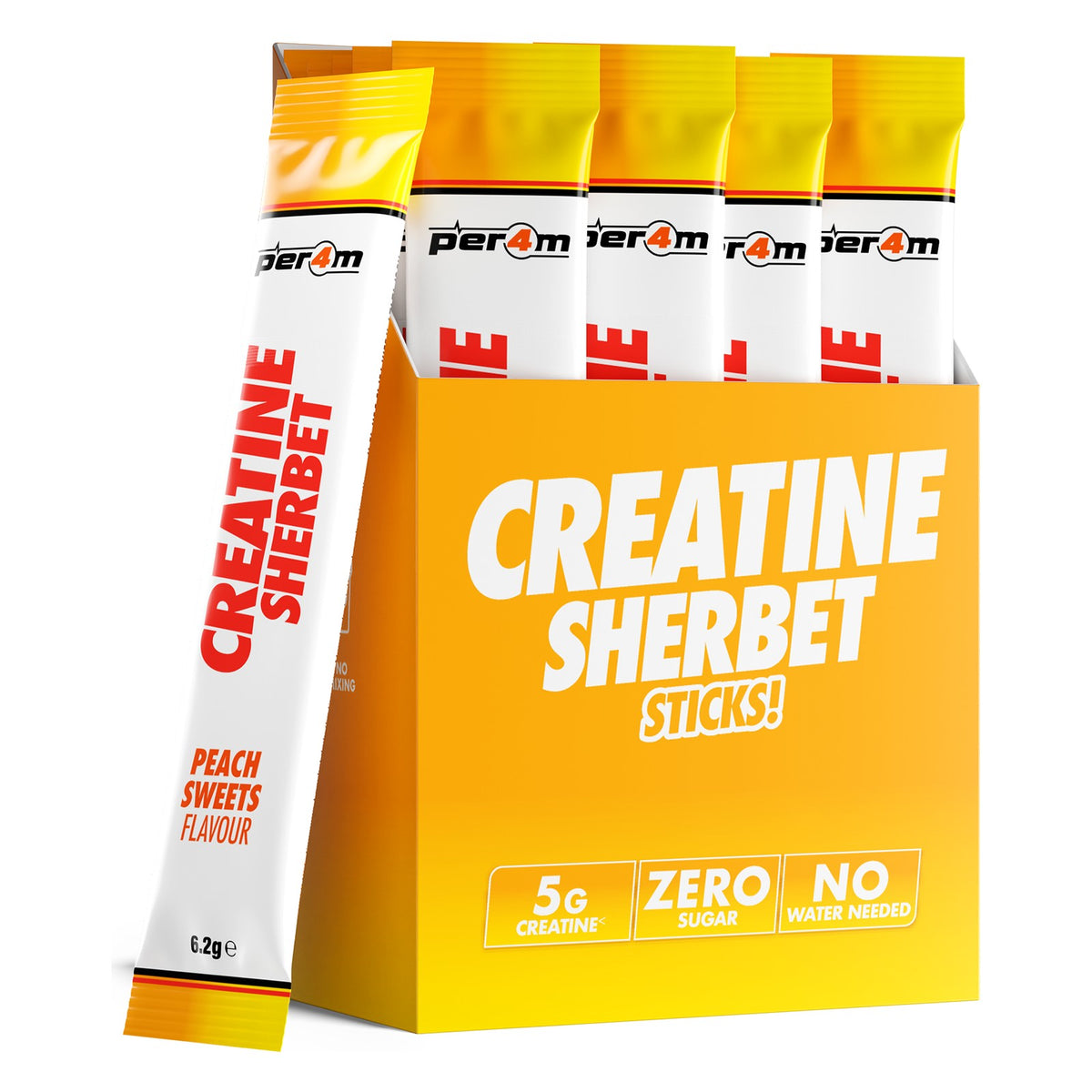 Per4m Creatine Sherbet Sticks 20x6.1g Peach Sweets packshot
