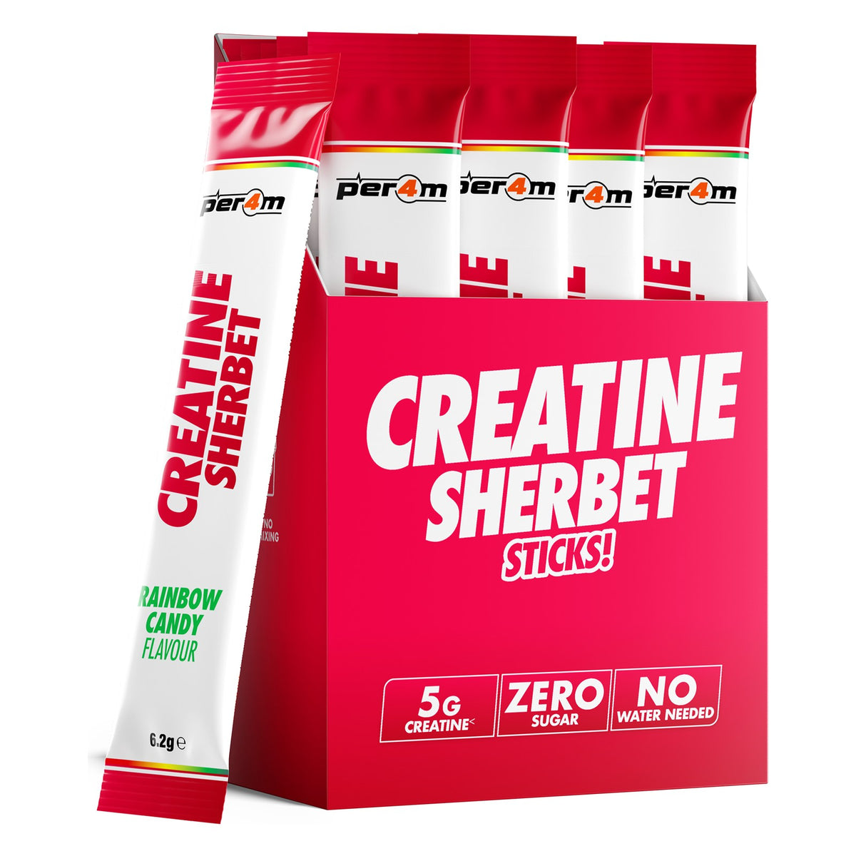 Per4m Creatine Sherbet Sticks 20x6.1g Rainbow Candy packshot