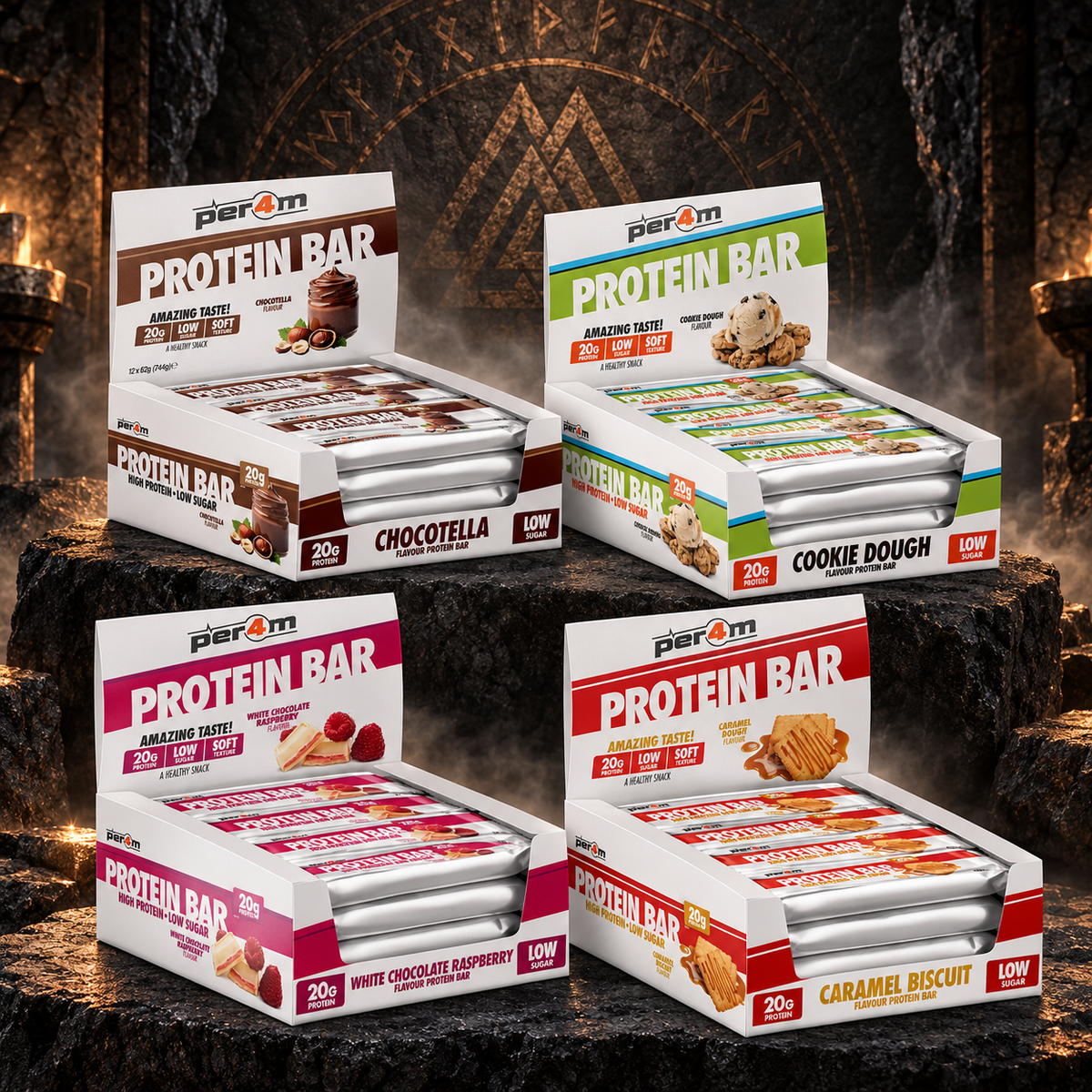 Per4m four-box special offer — example flavour selection on Norse stone
