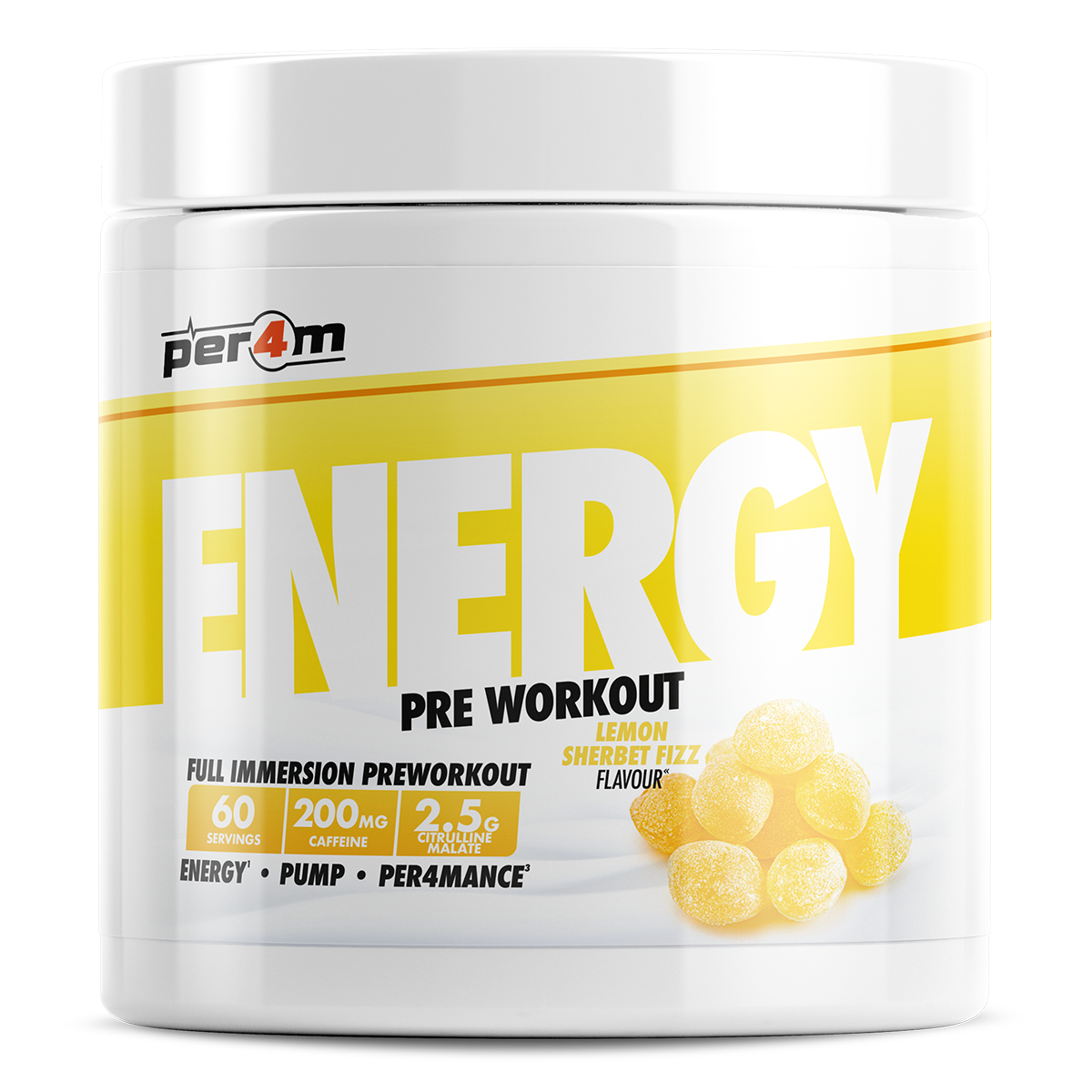 Per4m Energy Pre Workout 390g Lemon Sherbet Fizz