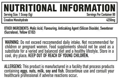 Per4m Creatine 400g — Passionfruit — manufacturer nutrition panel