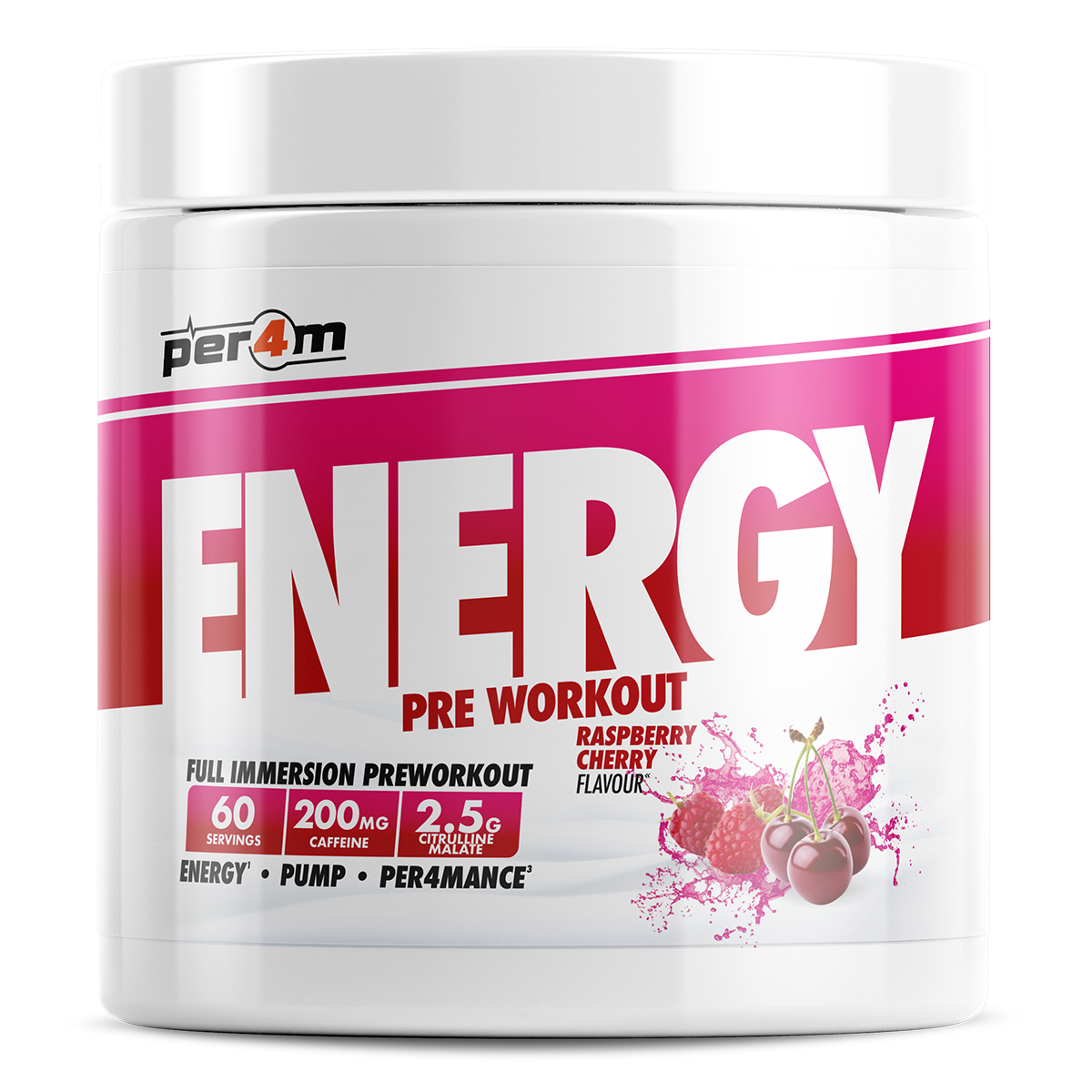 Per4m Energy Pre Workout 390g Raspberry Cherry packshot