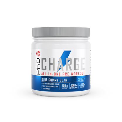 PhD Nutrition Powder Pre Wkt Charge 300g Blue Gummy Bear packshot