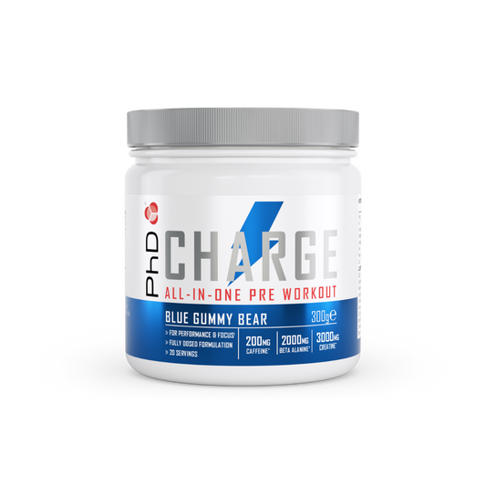 PhD Nutrition Powder Pre Wkt Charge 300g Blue Gummy Bear packshot