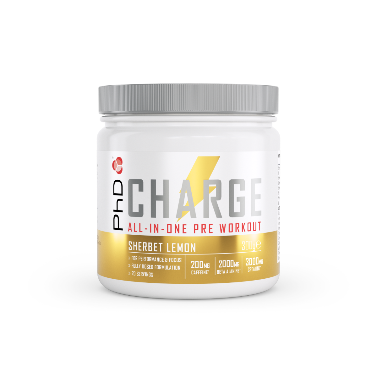 PhD Nutrition Powder Pre Wkt Charge 300g Sherbet Lemon packshot