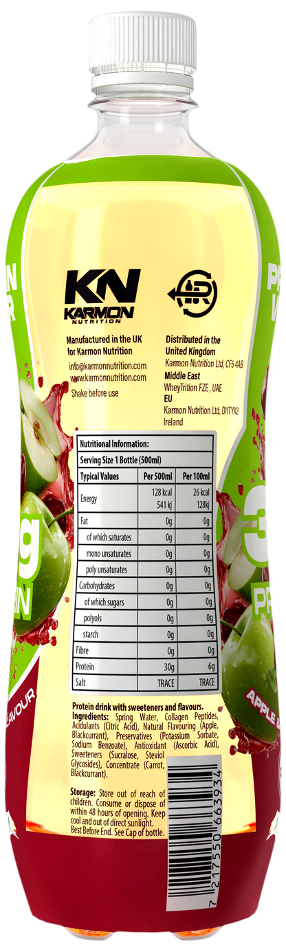 NXT Nutrition KN Protein Water 12x500ml Apple & Cherry nutrition panel