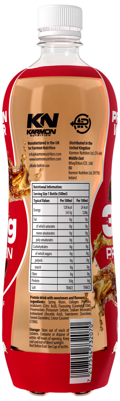 NXT Nutrition KN Protein Water 12x500ml Cola nutrition panel