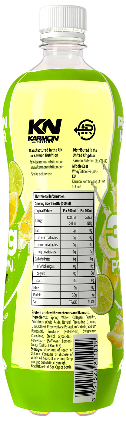 NXT Nutrition KN Protein Water 12x500ml Lemon Lime nutrition panel