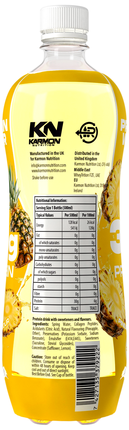NXT Nutrition KN Protein Water 12x500ml Pineapple nutrition panel