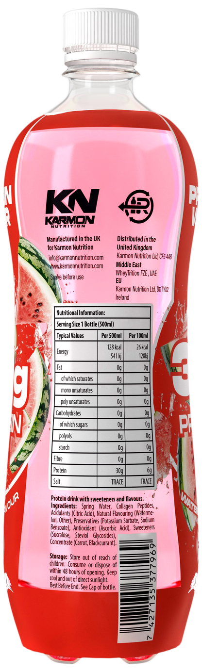 NXT Nutrition KN Protein Water 12x500ml Watermelon nutrition panel