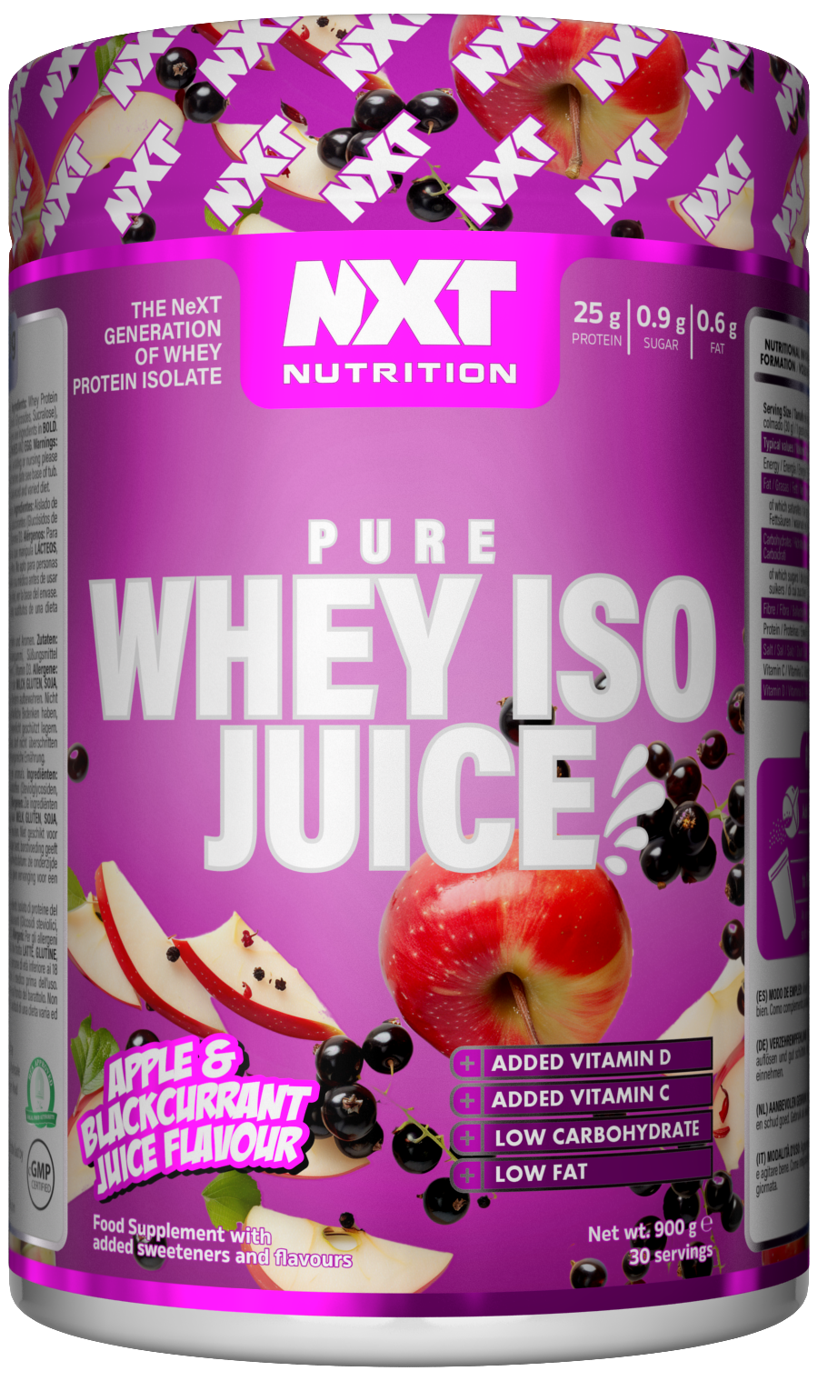 NXT Nutrition Pure Whey ISO Juice 900g Apple & Blackcurrant Squash packshot
