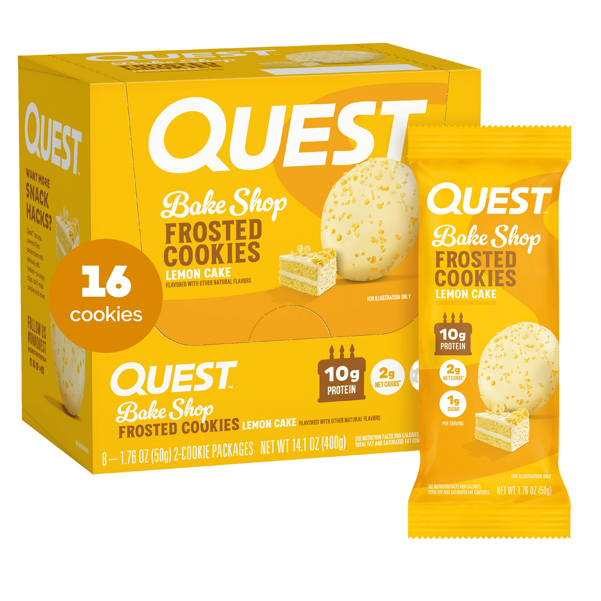 Quest Nutrition Bakeshop Frosted Cookie 8x50g (2 Cookie Packs) Lemon Cake packshot