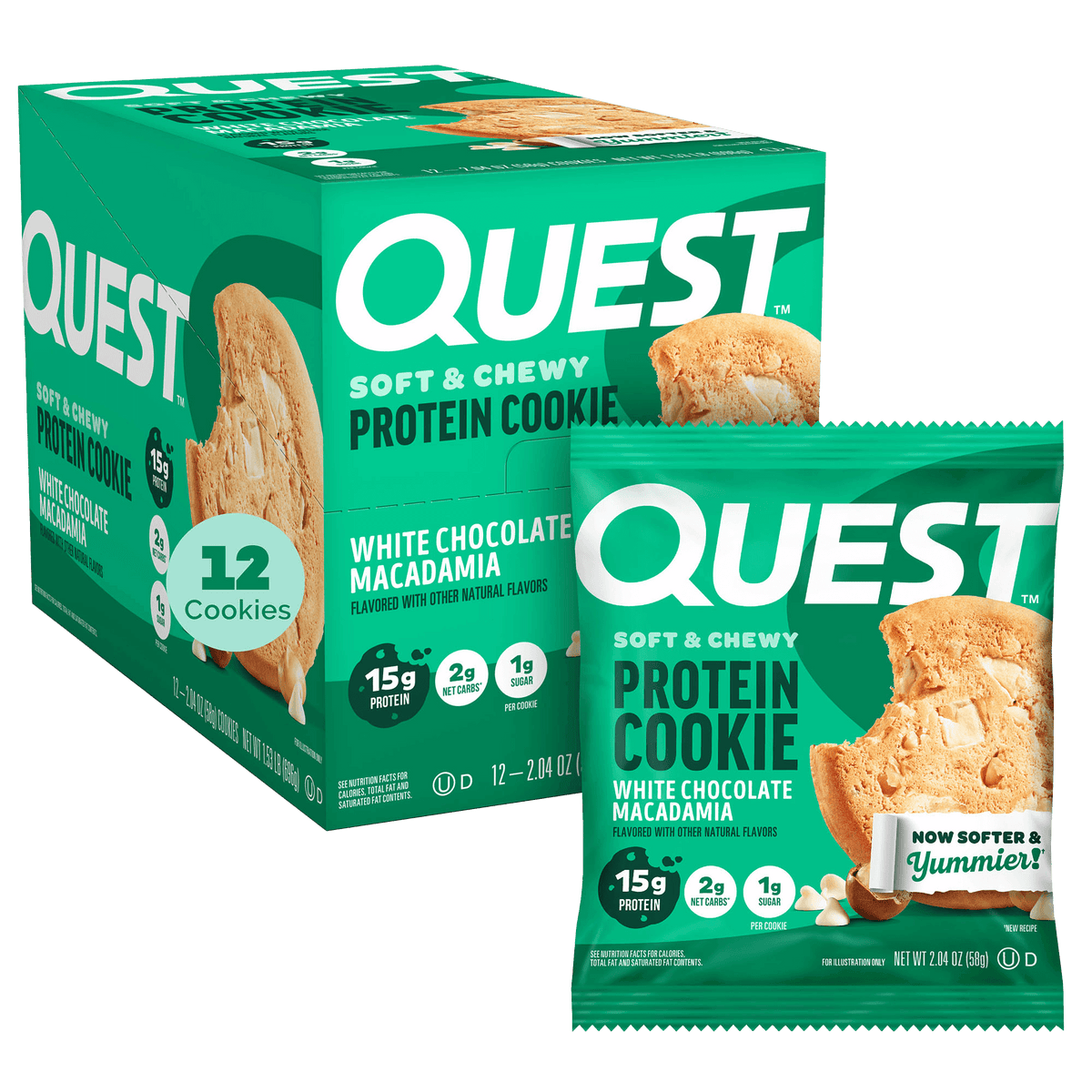 Quest Nutrition Cookie 12x58g White Chocolate Macadamia packshot