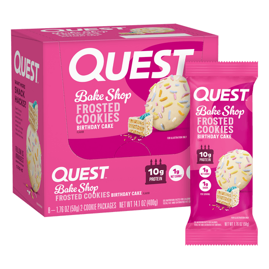Quest Nutrition Bakeshop Frosted Cookie 8x50g (2 Cookie Packs) Birthday Cake packshot