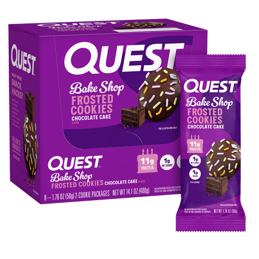 Quest Nutrition Bakeshop Frosted Cookie 8x50g (2 Cookie Packs) Chocolate Cake packshot