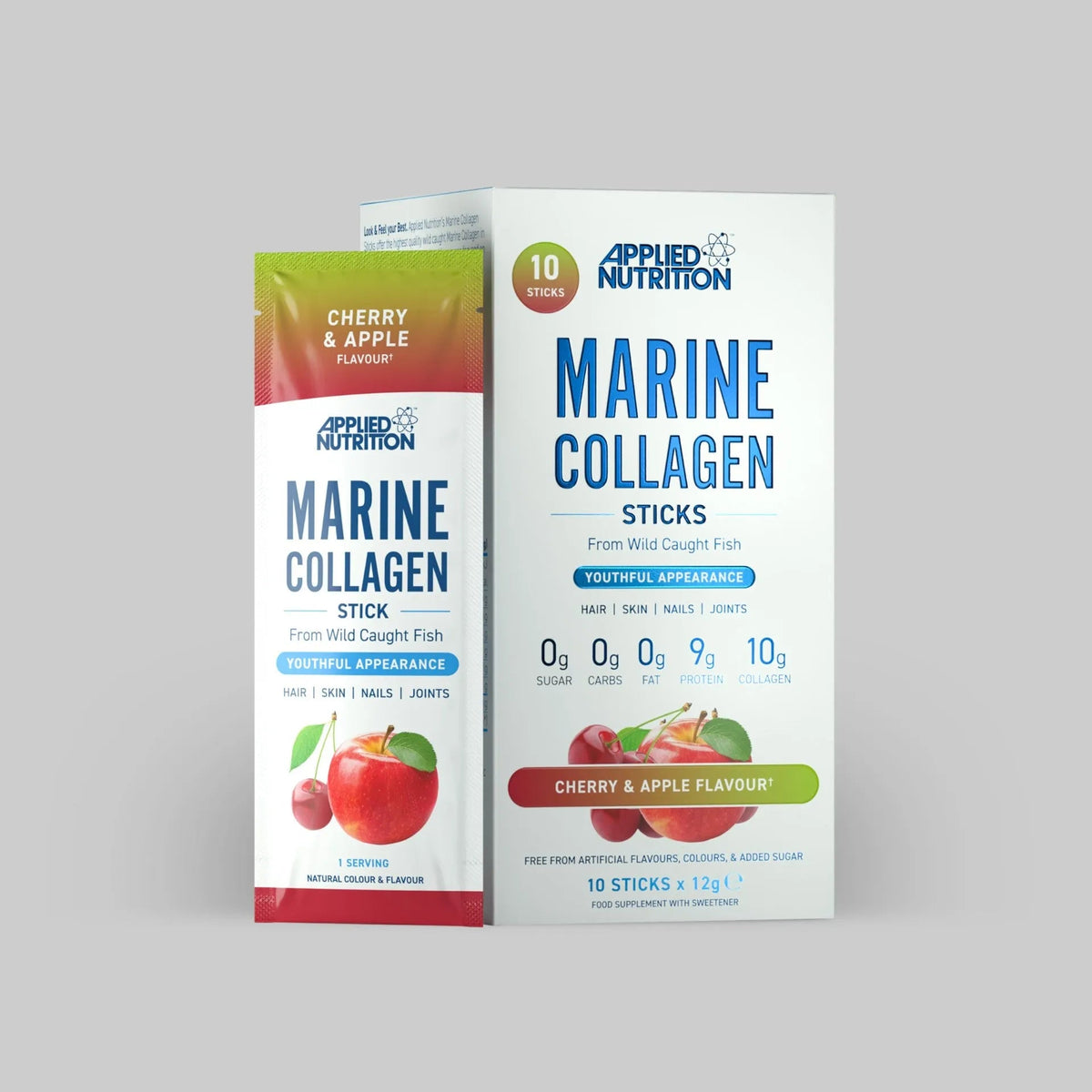 Applied Nutrition Marine Collagen Sticks 12x12g Cherry & Apple packshot