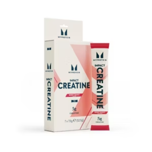 MyProtein Impact Creatine Berry Burst 7-sachet box and stick