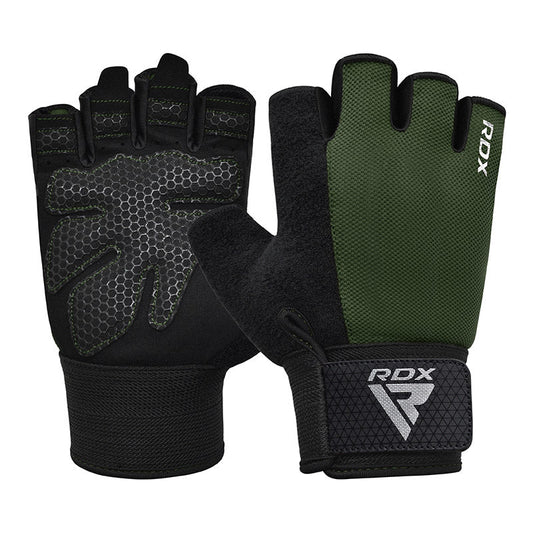 RDX Gym Weight Lifting Gloves W1 Half Plus S Army Green packshot