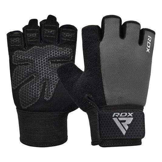RDX Gym Weight Lifting Gloves W1 Half Plus S Half Grey packshot