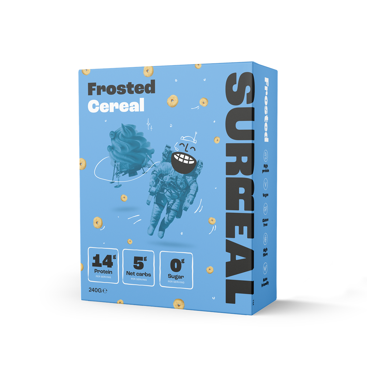 SURREAL Protein Cereal 240g - Frosted product packaging
