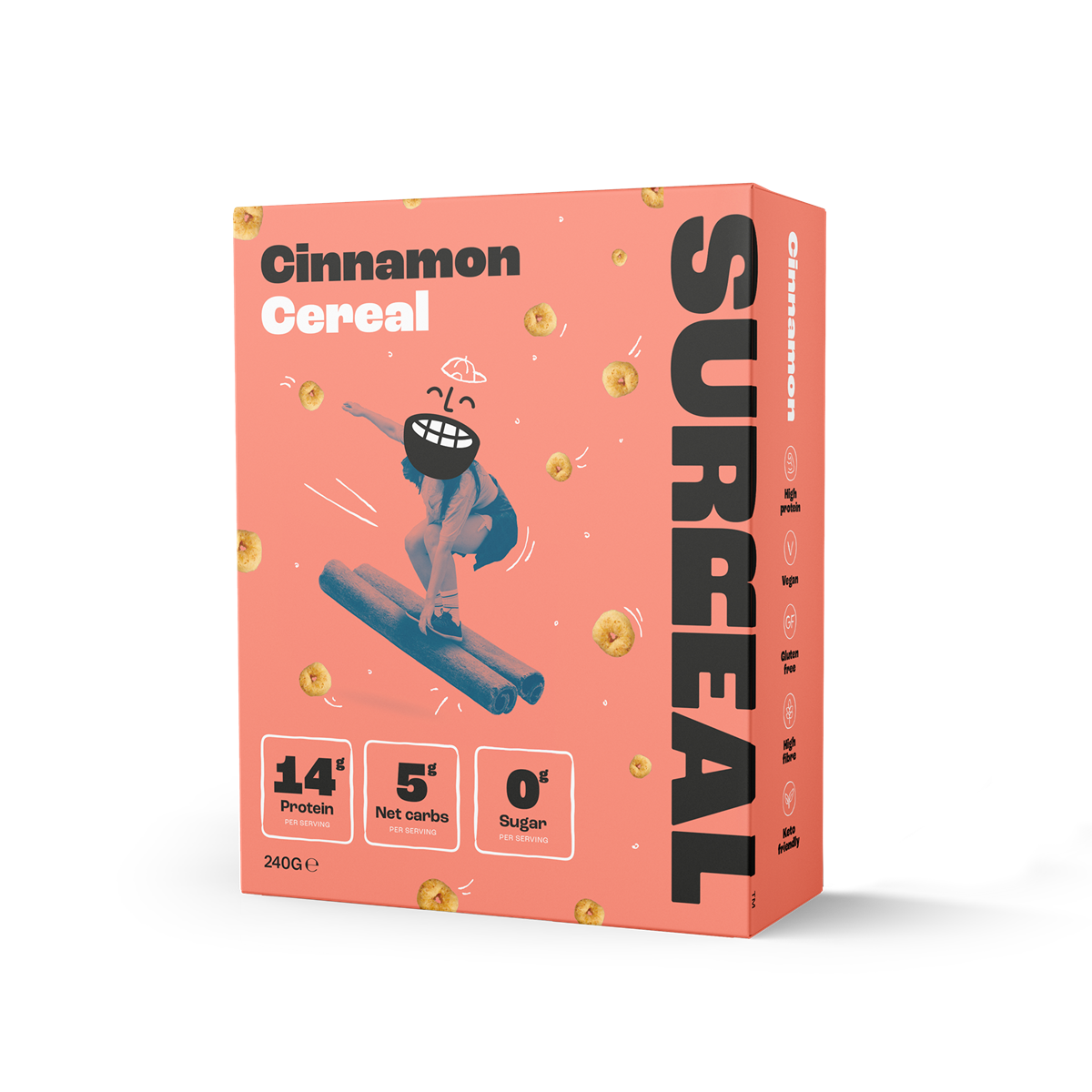 SURREAL Protein Cereal 240g - Cinnamon product packaging